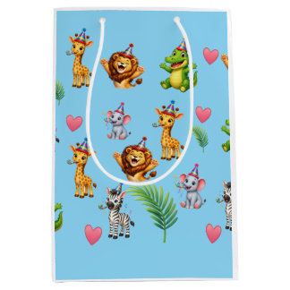 Bolsa De Regalo Mediana Animales de safari lindos papel de regalo de cumpl