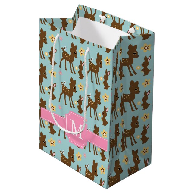 Bolsa De Regalo Mediana Animales dulces de bosque monogramados (Angulo Anverso)