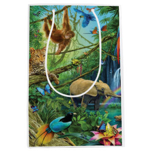 Bolsa De Regalo Mediana Animales que viven juntos tiran almohada