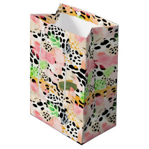 Bolsa De Regalo Mediana Animales Safari Dibujando Patrones Coloridos