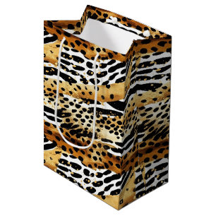 Bolsa De Regalo Mediana Animales Safari Dibujando Patrones De Vida Silvest