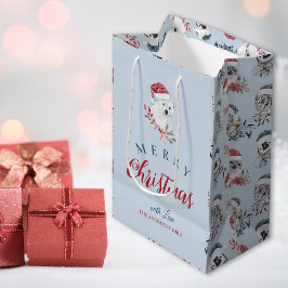 Bolsa De Regalo Mediana Animales salvajes en el patrón de Navidades de San
