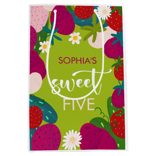 Bolsa De Regalo Mediana Aniversario de la fresa dulce (Anverso)