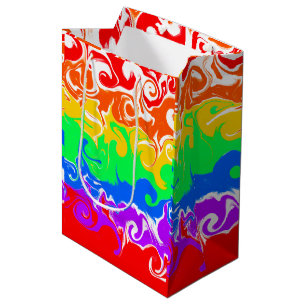 Bolsa De Regalo Mediana Aniversario del arte del fluido del arcoiris