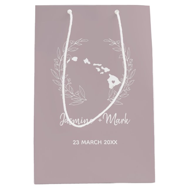 Bolsa De Regalo Mediana Aniversario del Boda de silueta estatal de Hawaii  (Anverso)