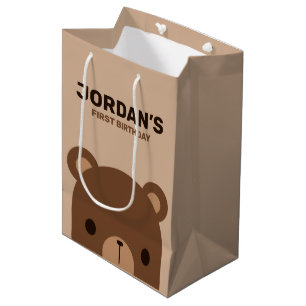 Bolsa De Regalo Mediana Aniversario del Oso Marrón Pequeño