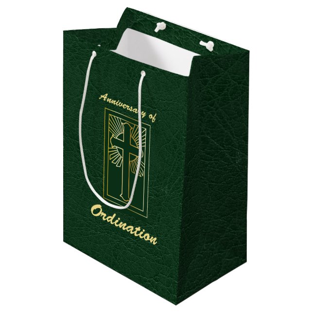 Bolsa De Regalo Mediana Aniversario sacerdote de cuero natural (Angulo Anverso)