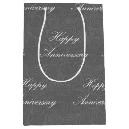 Bolsa De Regalo Mediana Aniversario Swirls Dark Silver