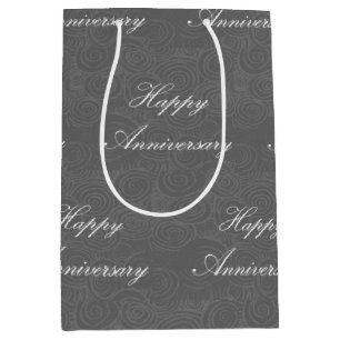 Bolsa De Regalo Mediana Aniversario Swirls Dark Silver