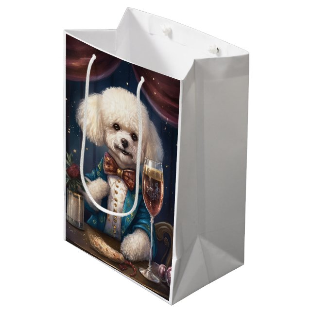 Bolsa De Regalo Mediana Año Nuevo Bichon Frise (Angulo Anverso)