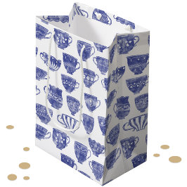 Bolsa De Regalo Mediana Antique Vintage Blue Teacup Watercolor