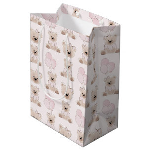 Bolsa De Regalo Mediana Apenas Podemos Esperar Oso de Peluche Rosa Baby Sh
