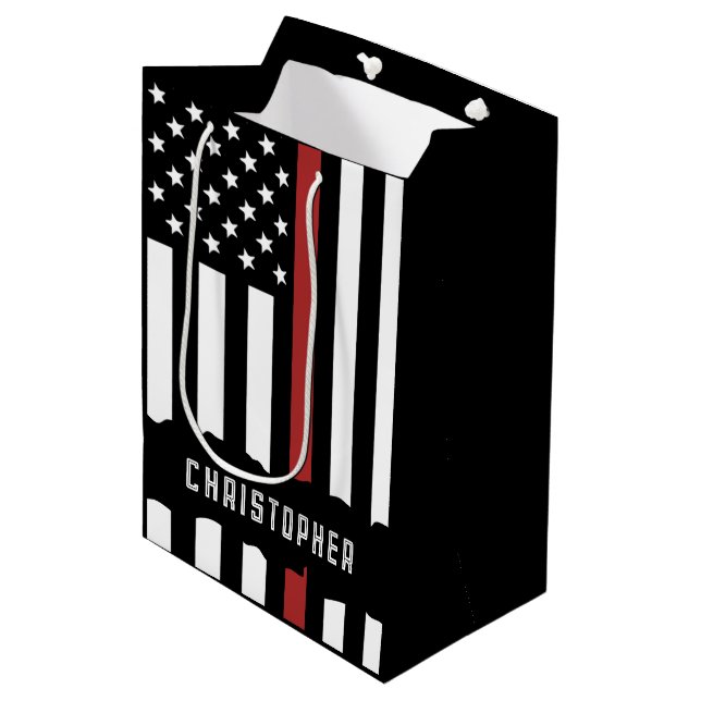 Bolsa De Regalo Mediana Apreciación del personalizado del bombero de la lí (Angulo Anverso)