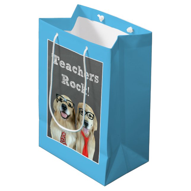 Bolsa De Regalo Mediana Aprecio del profesor del golden retriever (Angulo Anverso)