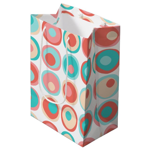 Bolsa De Regalo Mediana Aqua Coral Circles (Angulo Anverso)