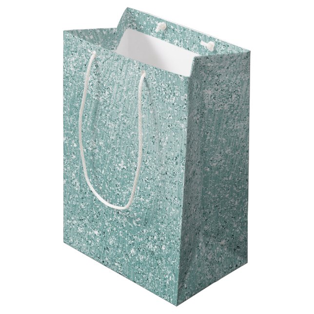 Bolsa De Regalo Mediana Aqua Glitzy Ombre (Angulo Anverso)