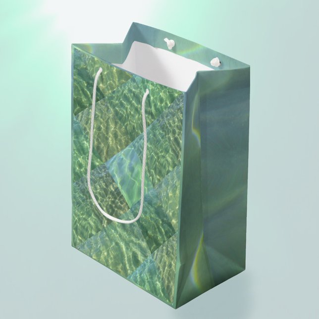 Bolsa De Regalo Mediana Aquamarine Seafoam Aqua Water Patwork (Subido por el creador)