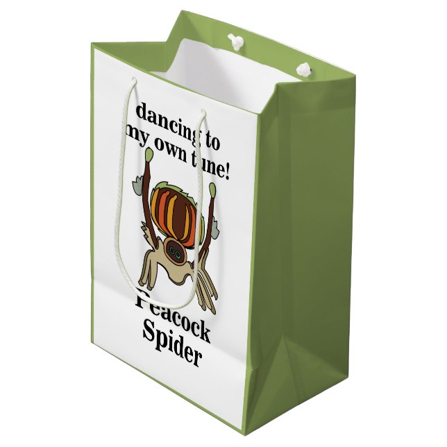 Bolsa De Regalo Mediana Araña Pavo Real Divertida (Angulo Anverso)