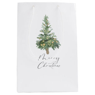 Bolsa De Regalo Mediana Árbol de acuarela Boho Merry Christmas