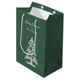 Bolsa De Regalo Mediana Árbol de arte de la línea navideña personalizado M