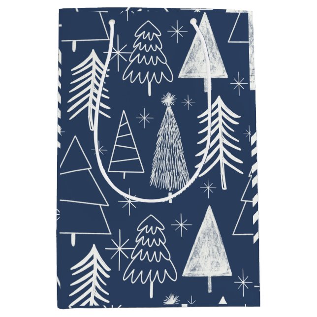 Bolsa De Regalo Mediana Árbol de Navidad - Árbol Evergreen - Azul de árbol (Anverso)