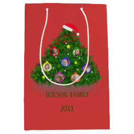 Bolsa De Regalo Mediana Árbol de Navidad con fotos familiares
