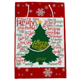 Bolsa De Regalo Mediana Árbol de Navidad con palabras Navidades