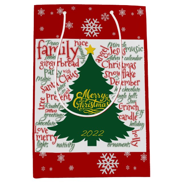 Bolsa De Regalo Mediana Árbol de Navidad con palabras Navidades (Anverso)