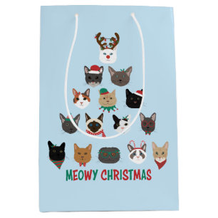 Bolsa De Regalo Mediana Árbol de Navidad de Gato