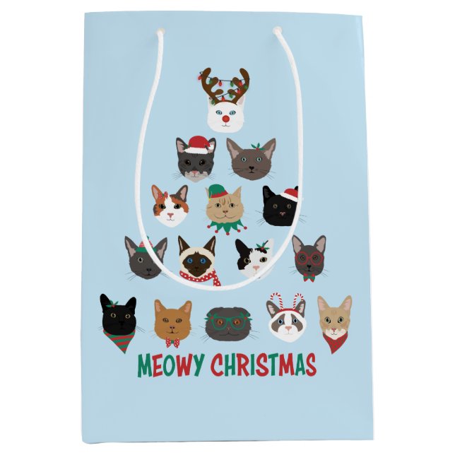 Bolsa De Regalo Mediana Árbol de Navidad de gato (Anverso)