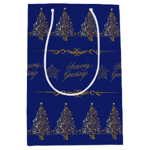 Bolsa De Regalo Mediana Árbol de Navidad de lujo elegante azul real oro
