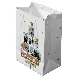 Bolsa De Regalo Mediana Árbol de Navidad de Madera Rusa 5 Fotos Collage