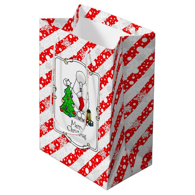 Bolsa De Regalo Mediana Árbol de navidad de moras 2 caniche (blanco) (Angulo Anverso)