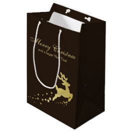 Bolsa De Regalo Mediana Árbol de navidad de oro con el reno