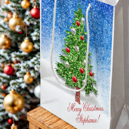 Bolsa De Regalo Mediana Árbol de navidad decorada en texto personalizado d