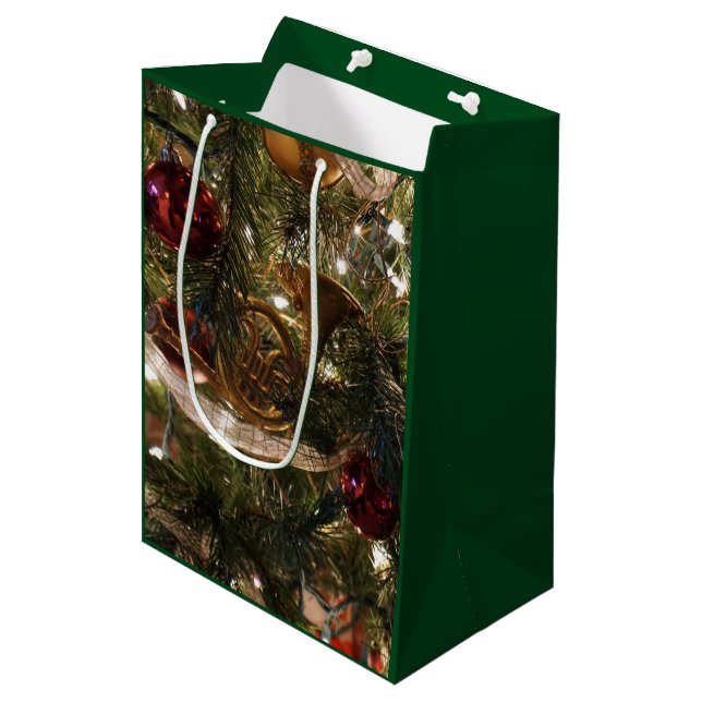 Bolsa De Regalo Mediana Árbol de Navidad decorado elegante (Angulo Anverso)