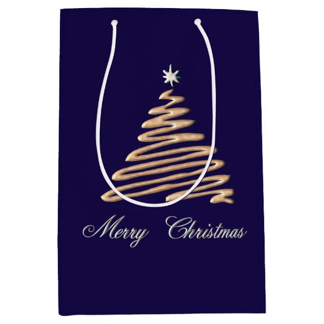 Bolsa De Regalo Mediana Árbol de Navidad dorado (Anverso)
