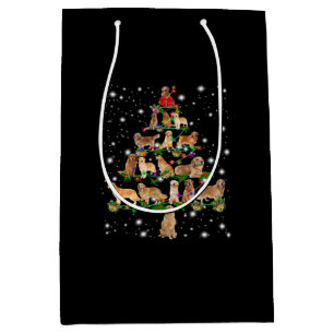 Bolsa De Regalo Mediana Árbol De Navidad Dorado Recuperado Cubierto Por F