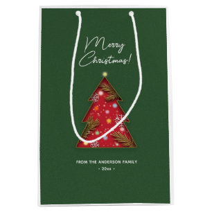 Bolsa De Regalo Mediana Árbol de Navidad elegante y festivo con recorte de
