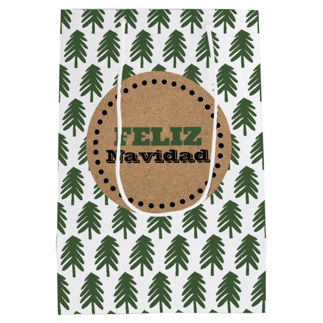 Bolsa De Regalo Mediana Árbol de Navidad Feliz Navidad moderno (Reverso)