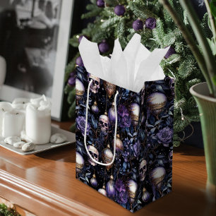 Bolsa De Regalo Mediana Árbol de Navidad gótico se desmorona negro y morad