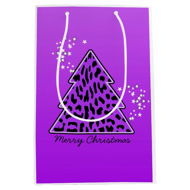 Bolsa De Regalo Mediana Árbol de Navidad Leopard cheetah (Anverso)