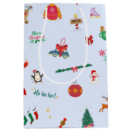 Bolsa De Regalo Mediana Árbol de Navidad lindo Snowman Snowflakes Snowball