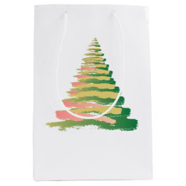 Bolsa De Regalo Mediana Árbol de Navidad Minimalista con Pinceladas