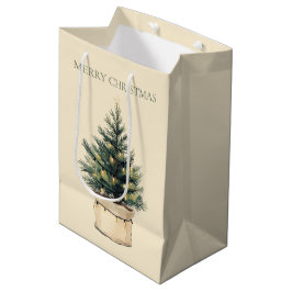 Bolsa De Regalo Mediana Árbol de Navidad mínimo rústico