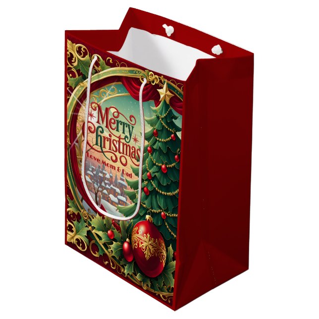 Bolsa De Regalo Mediana Árbol de Navidad Ornate (Angulo Anverso)