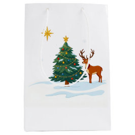 Bolsa De Regalo Mediana árbol de Navidad y reno