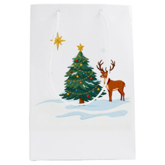 Bolsa De Regalo Mediana árbol de Navidad y reno