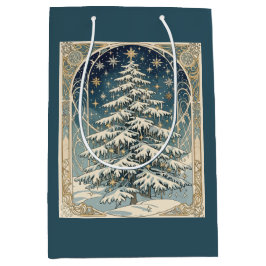 Bolsa De Regalo Mediana Árbol de Navidad Yule con Ramas Cargadas de Nieve
