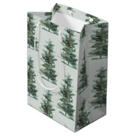 Bolsa De Regalo Mediana Árbol de pájaros verde clásico